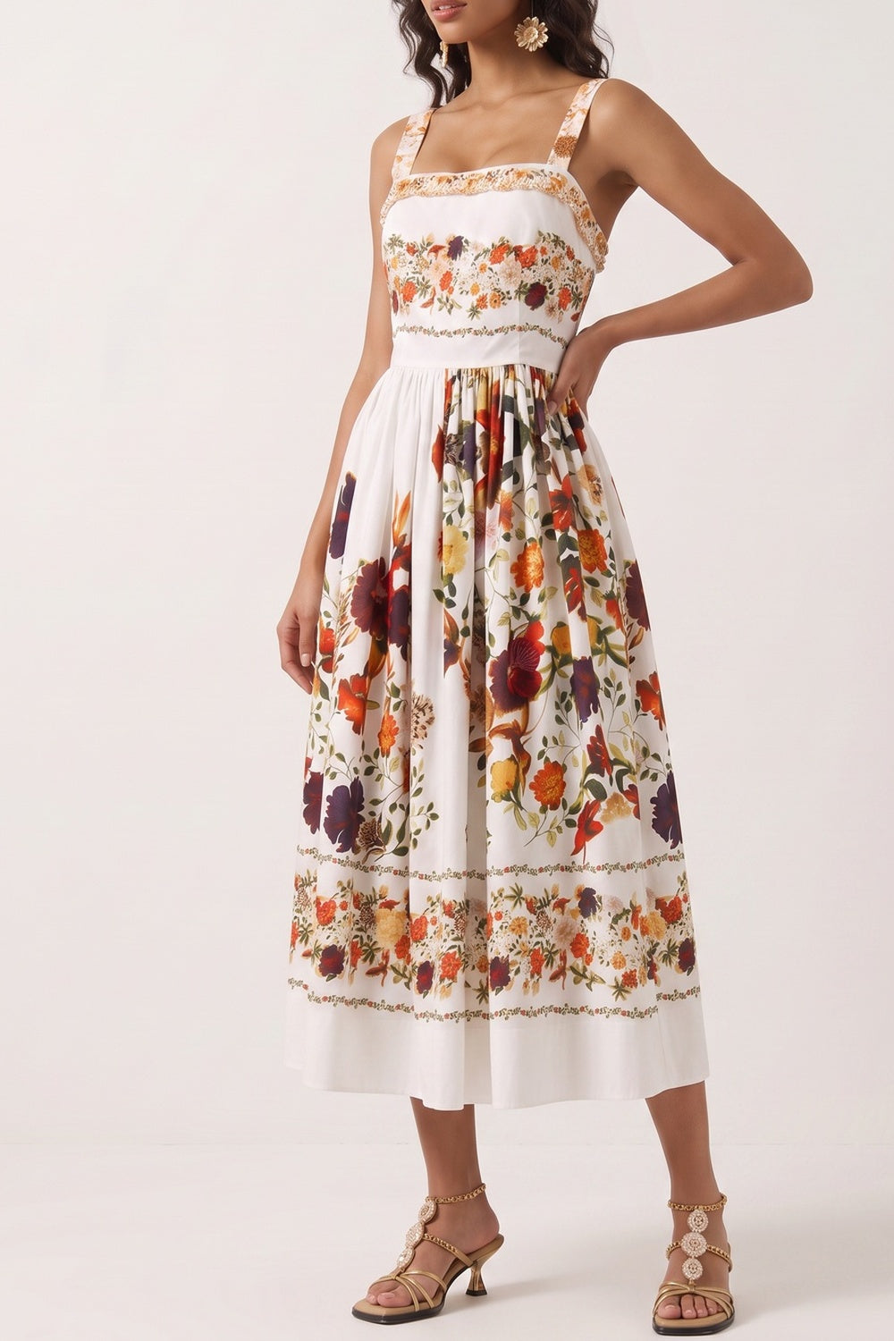 24a4fc7916ed6add FLORAL MIDI DRESS, WIDE STRAP, SUMMER WEDDING GUEST