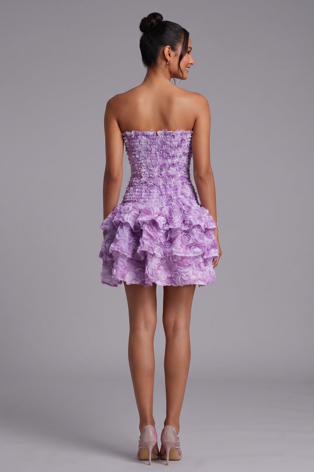 261722f17d9b83ac LAVENDER ORGANZA FIT & FLARE MINI PARTY DRESS
