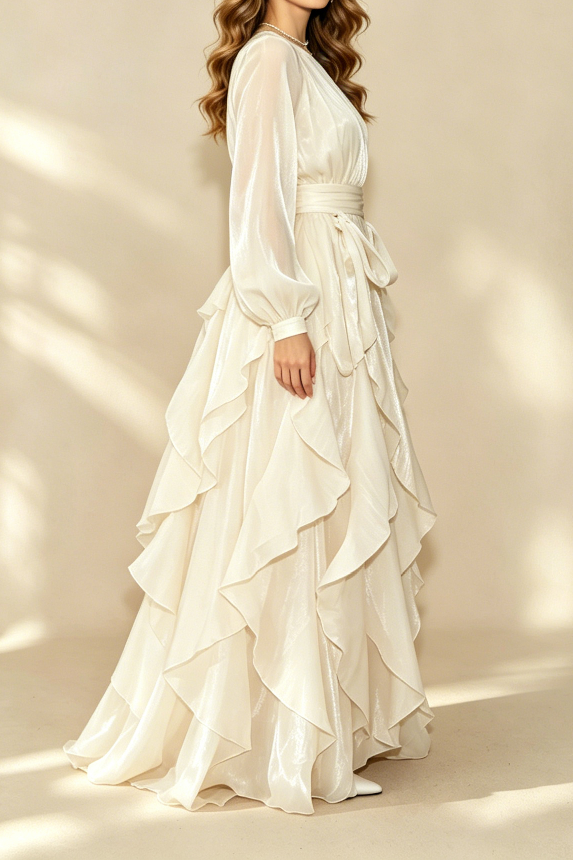 26_8c805ed6-c2ab-43cd-bf31-e3634fcfe02c CHAMPAGNE SHIMMER CHIFFON RUFFLED MAXI GOWN