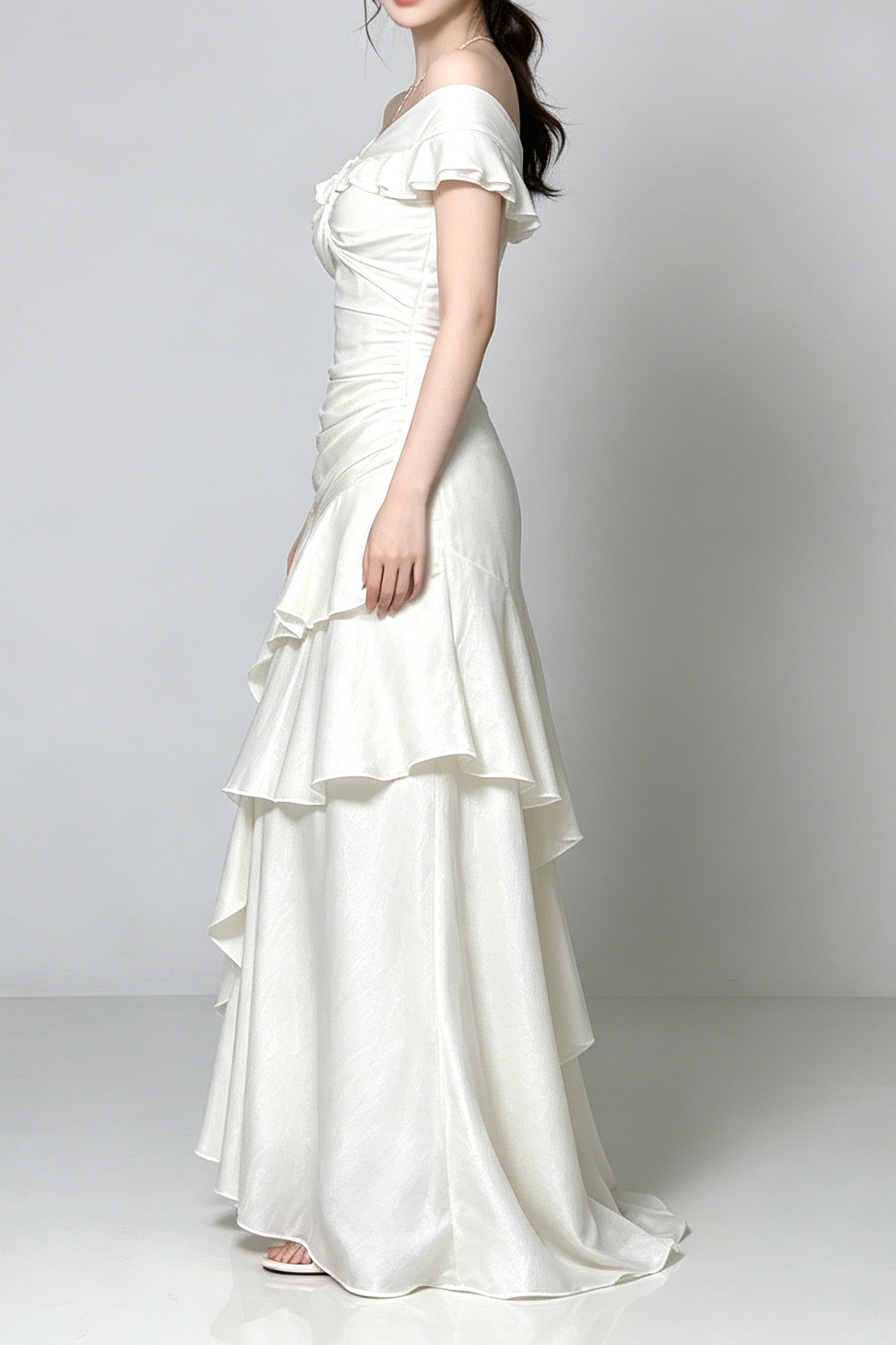 27_18c80df5-bc99-40be-922f-fa3d9ae5dd61 OFF SHOULDER TWIST RUCHED TIERED RUFFLE SATIN MAXI DRESS