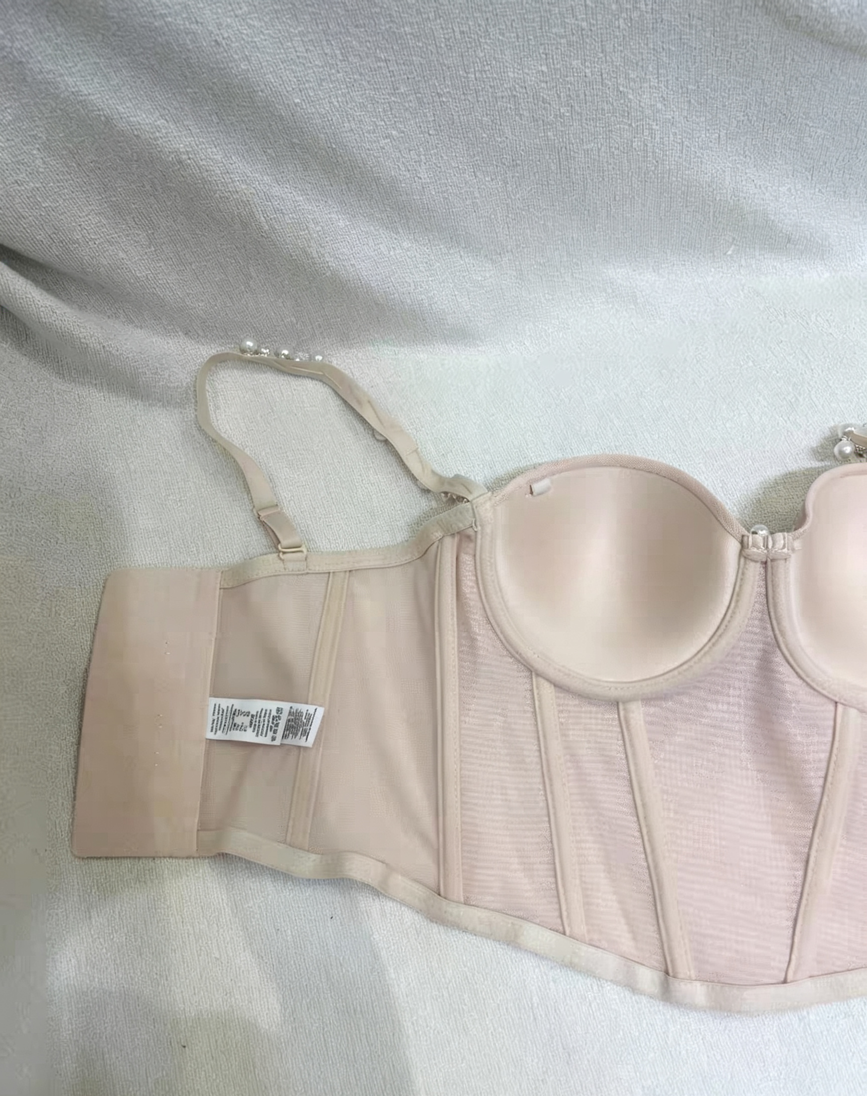 27_f0d6e57b-8736-456c-a7fe-724c225ee705 NUDE PEARL SWEETHEART CORSET TOP & RUFFLE HIGH LOW TULLE SKIRT SET