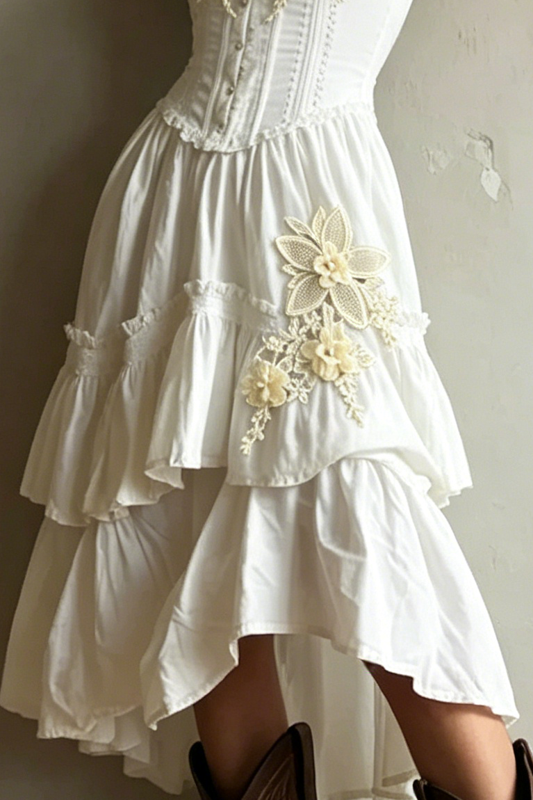 2_3f260c57-e389-44b1-82d5-b3c5d8fd48bb CORSET LACE TRIM TIERED MIDI DRESS