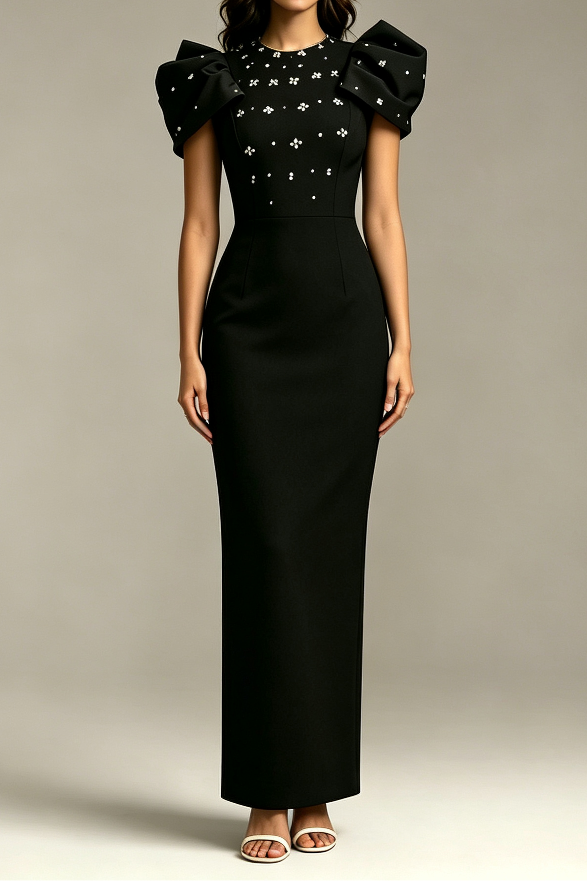 2_9a880f5a-8508-4070-8fdc-a03a6c8c808c BLACK PUFF SLEEVE RHINESTONE FLORAL FITTED MIDI FORMAL DRESS