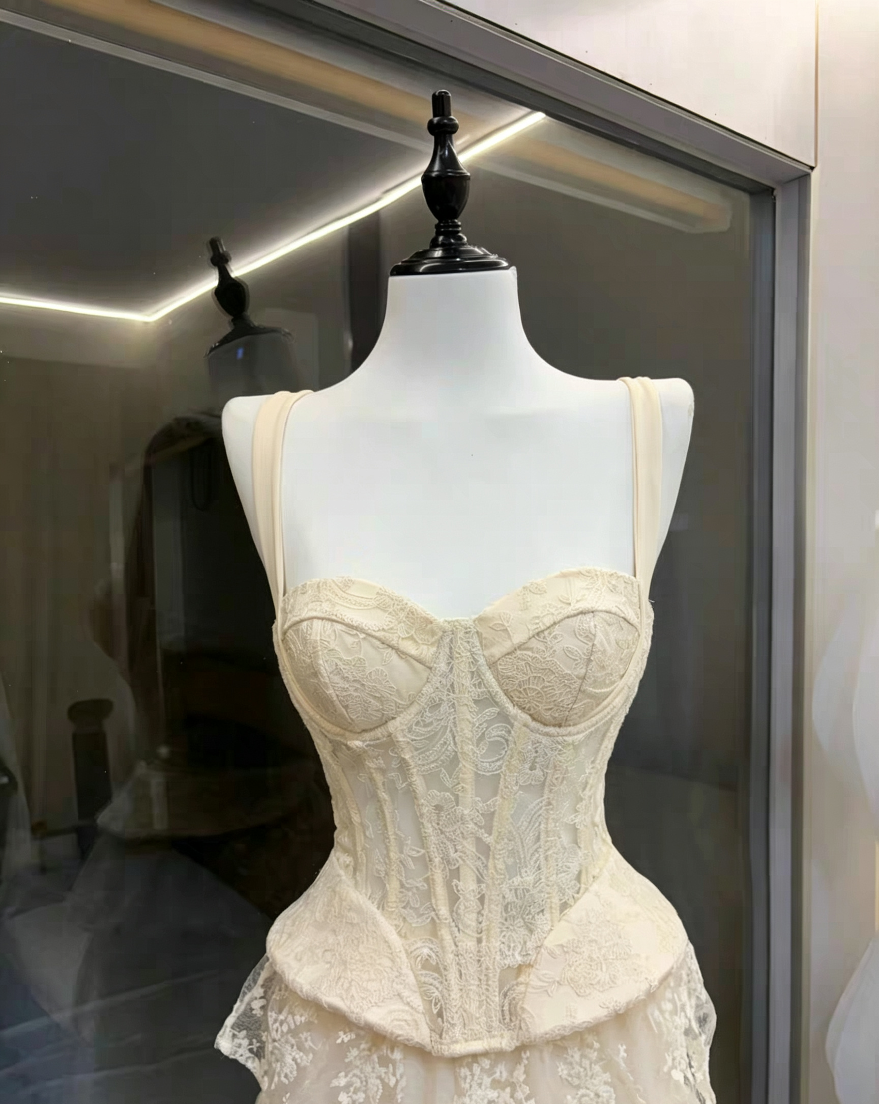 2_eafbbb16-c062-4ac0-8beb-b60bddd6ba8a IVORY LACE CORSET PEPLUM TOP & HIGH LOW SKIRT SET