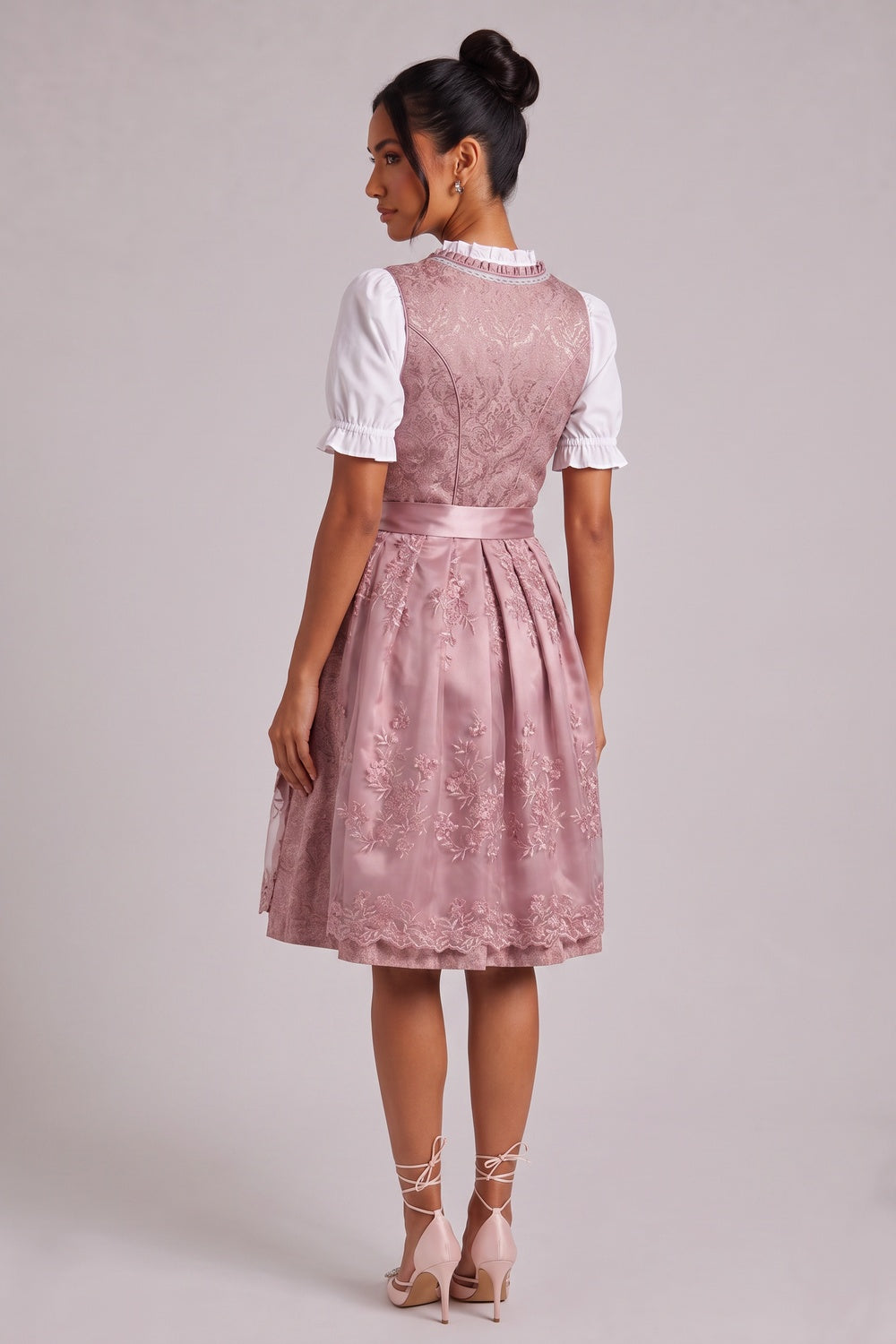 2ffa64bac4372a4c DUSTY PINK BROCADE FIT-FLARE DIRNDL SET