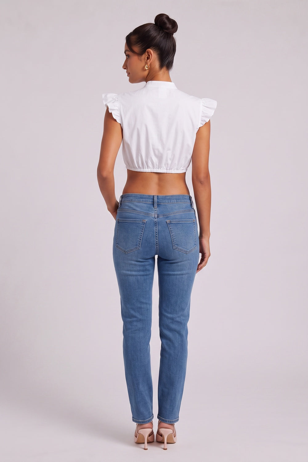 31408416d45bdd41 WHITE POPLIN FITTED CROP TOP BLOUSE FOR PARTY