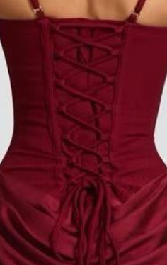 334ba057a166798cb161247c4ed8aae2 BURGUNDY CREPE MERMAID EVENING GOWN