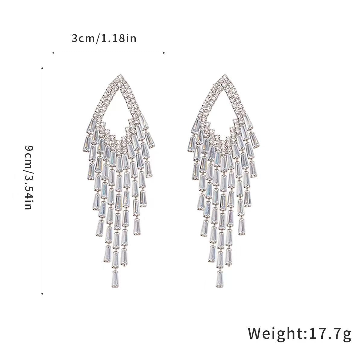 36c505ae0fbfe9e56c1db51c67a02f97 AQUA BAGUETTE CRYSTAL TEARDROP TASSEL EARRINGS