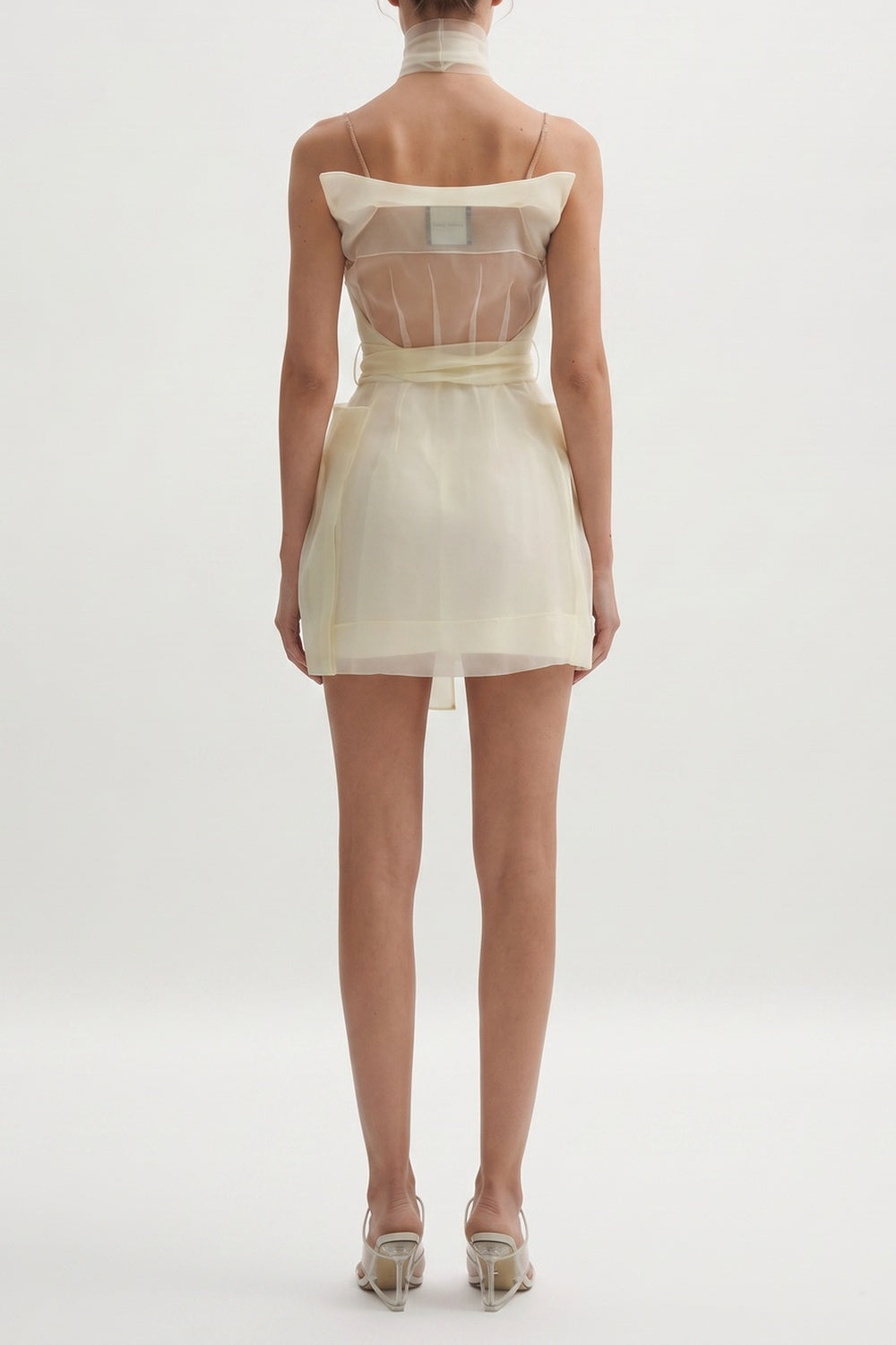 36fcea0c30c7e5e4 SPAGHETTI STRAP ORGANZA BELTED MINI TRENCH DRESS