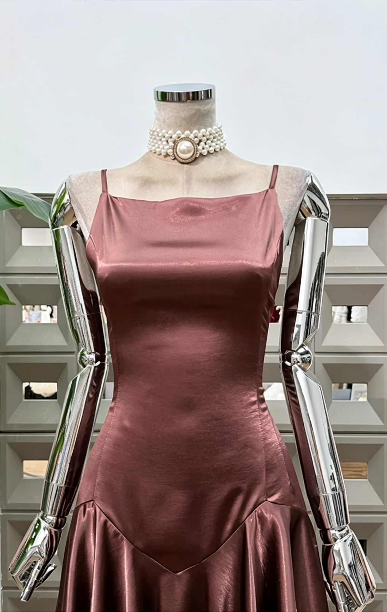 3_4401dc2a-08f0-4080-9297-a96ad07e7570 CHOCOLATE SATIN LACE HEM MIDI DRESS, SPAGHETTI STRAP