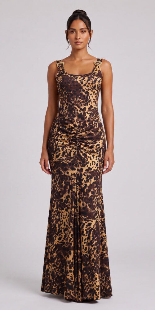 LEOPARD PRINT MAXI DRESS FOR EVENING