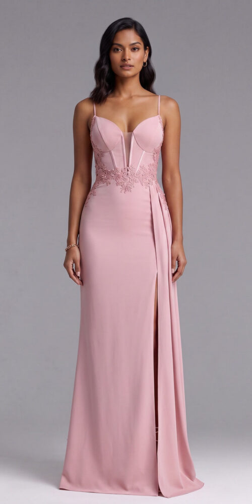 3d09219b68039e6b PINK LACE CORSET GOWN, BODICE WAIST, EVENING DRESS