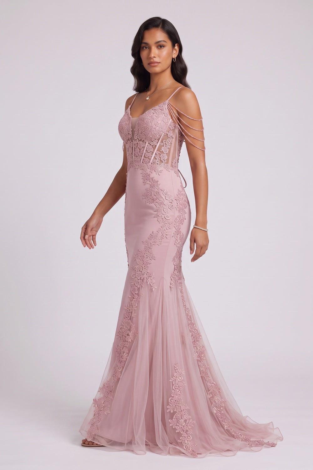 3d1c845134f6c1dd BEADED LACE CORSET MERMAID TULLE EVENING GOWN