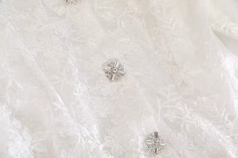 3d6624e7ac8087e953f60ba41adc62f3 LACE PUFF SLEEVE CROP JACKET & TIERED TULLE MINI SKIRT SET