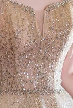 3f64b9471f6462af4b6513ca54bfaf06 CHAMPAGNE GLITTER TULLE A-LINE EVENING GOWN