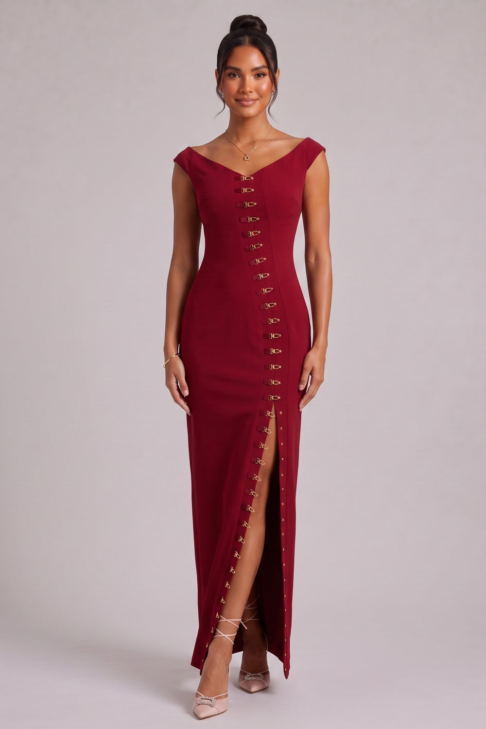 3fa2551a6edc5da5 BURGUNDY GOLD HARDWARE MAXI DRESS