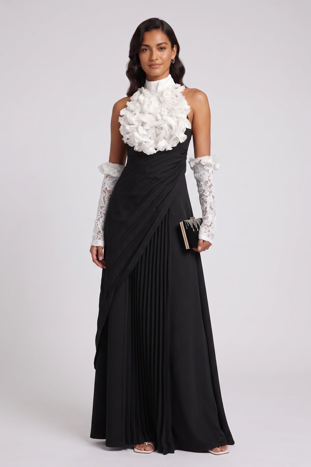 3fac78d722e308fb BLACK CREPE A-LINE EVENING GOWN