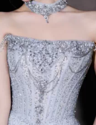 437d507234a8f4e740b9a725be0b7c6b ICE BLUE GLITTER TULLE A-LINE PROM GOWN