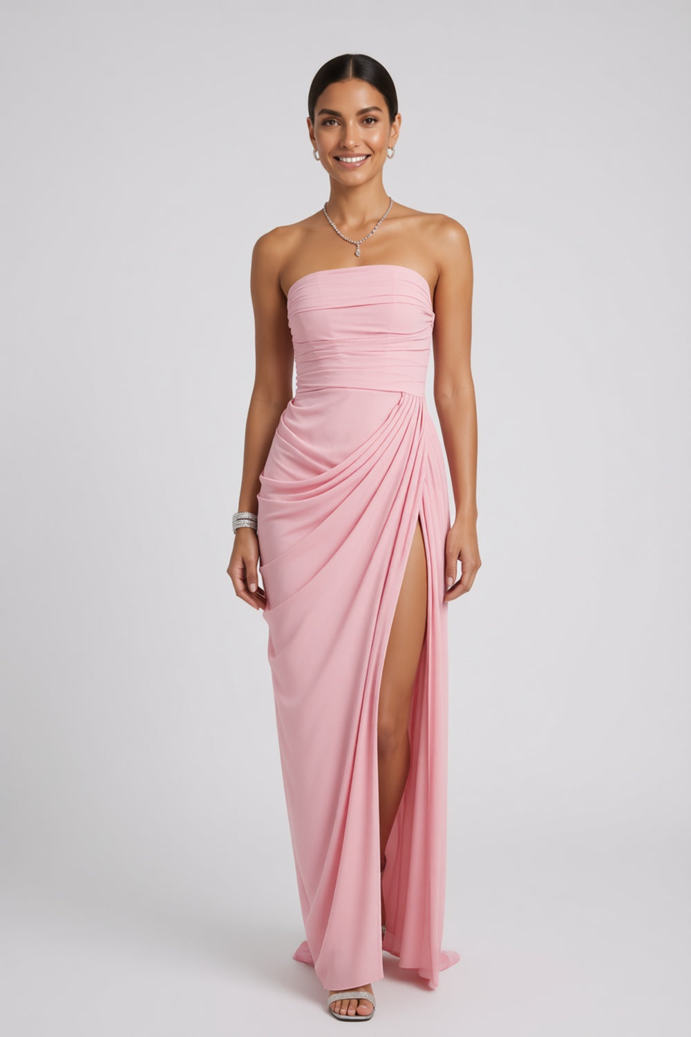 4421301cf046b5a2_c2bbee8a-d8b4-4fb1-bd53-dcf53143ca2f PASTEL PINK ASYMMETRIC DRAPE COLUMN EVENING GOWN