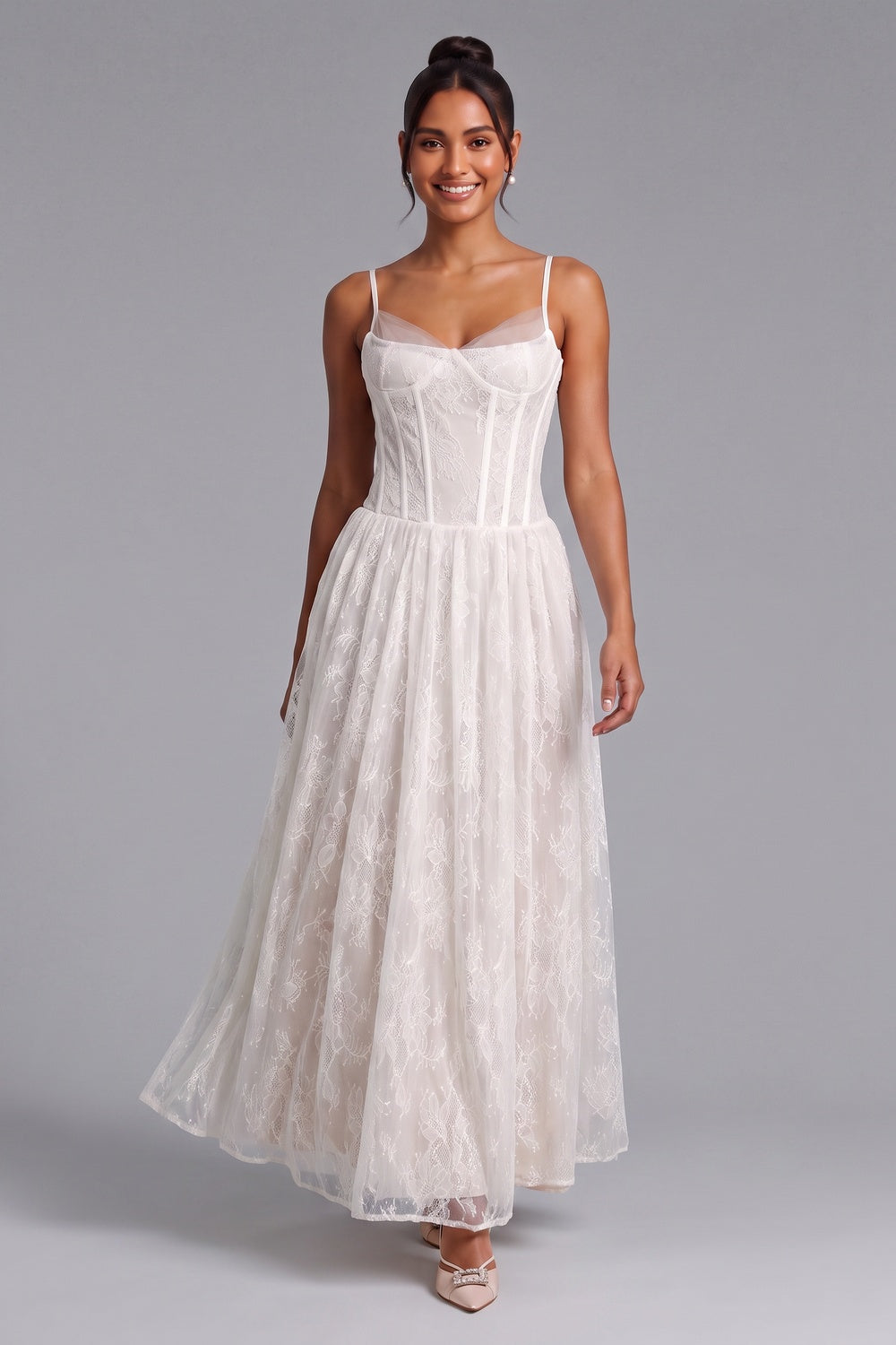 46f2dafbc69d65ff WHITE LACE CORSET MIDI DRESS FOR WEDDING GUEST