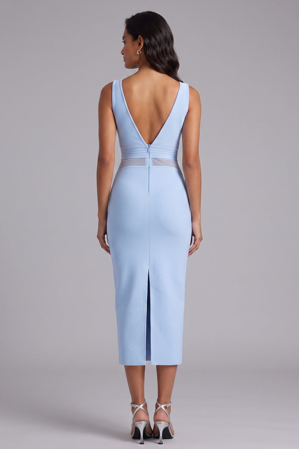 476f79a939217864 LIGHT BLUE HEAVY KNIT SHEATH DRESS