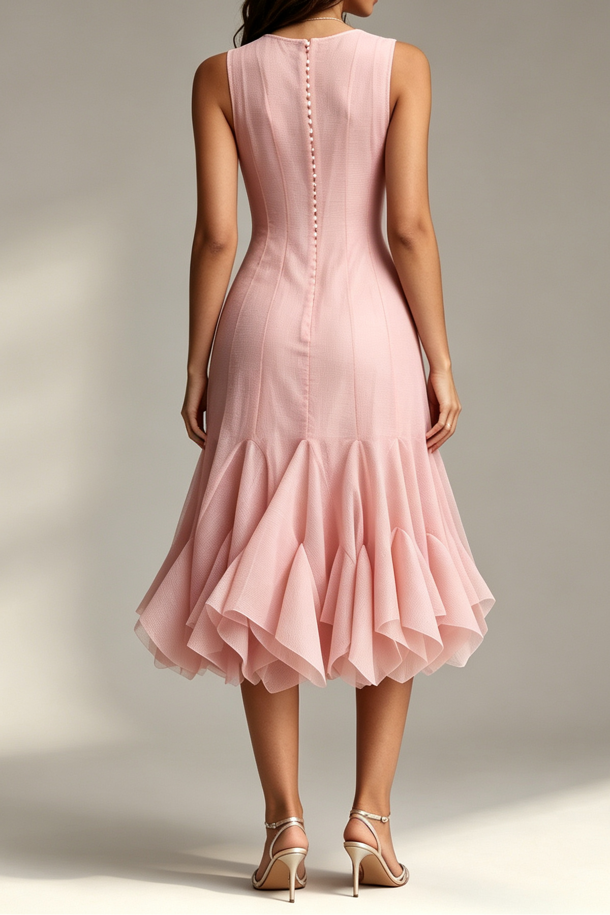4_d3677872-23b1-4ee9-bb41-eb68d68a9675 BLUSH PINK SLEEVELESS CREW NECK MIDI DRESS WITH BUTTON FRONT & RUFFLE HEM