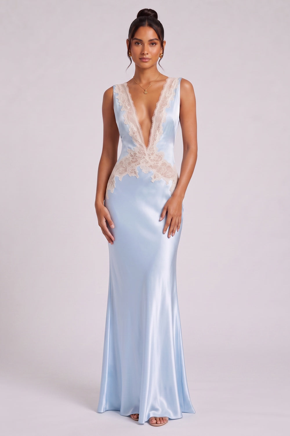 4d34cef2e8d724e1 LIGHT BLUE SATIN LACE SLIP GOWN FOR WEDDING