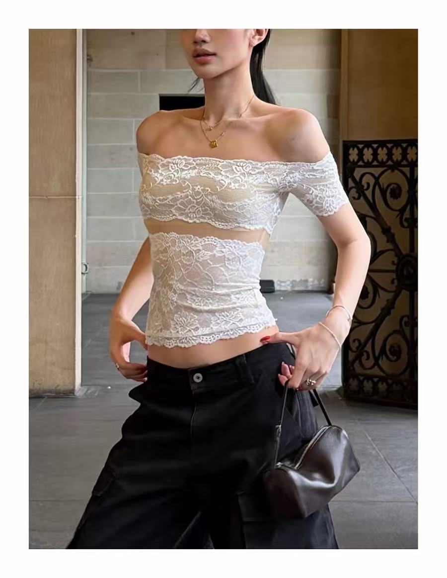 4d3cbe409148215a6d51111485d53011 OFF-SHOULDER LACE CROP TOP FOR NIGHT OUT