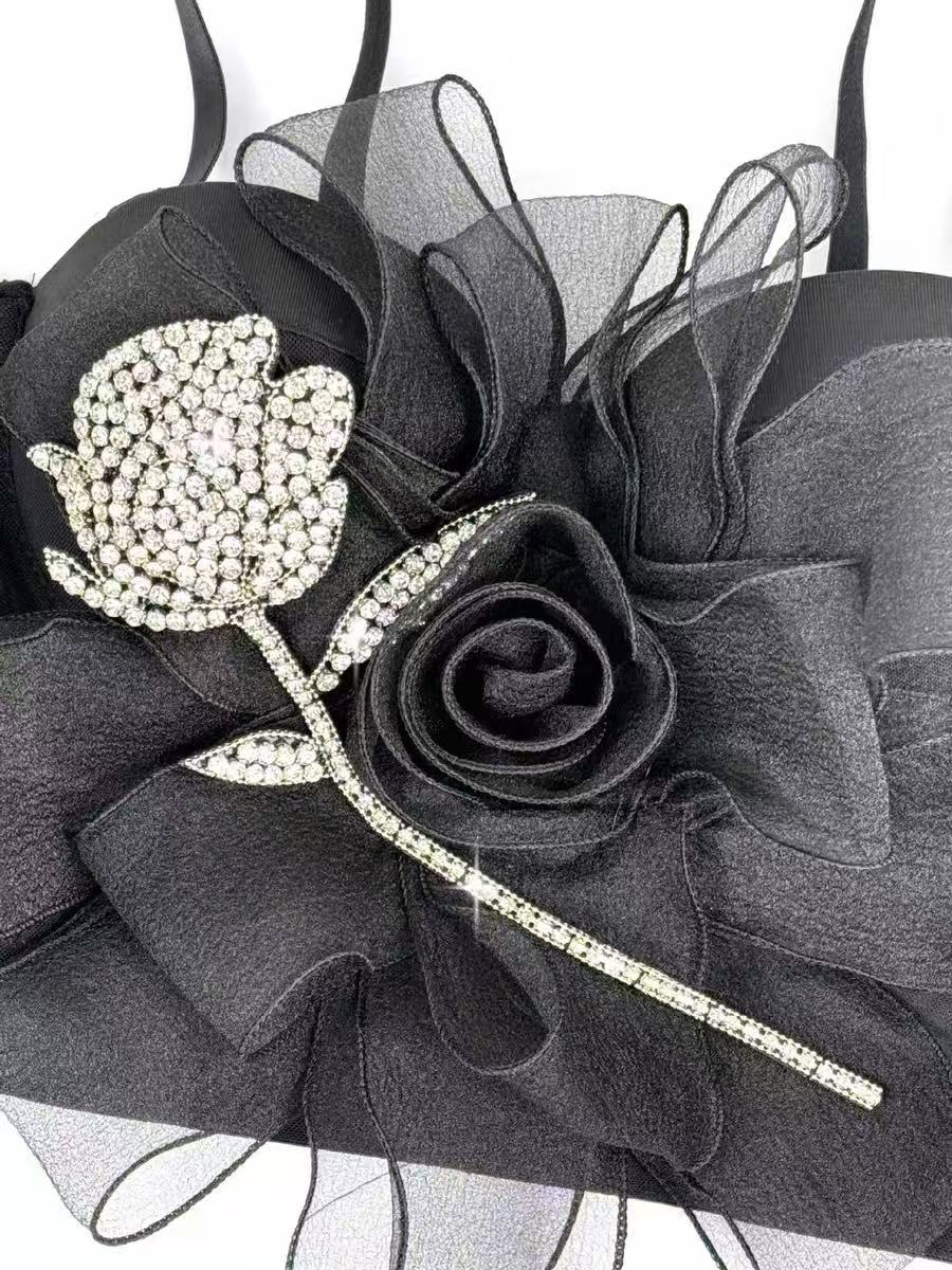 4e9234e60ab9f07623ee43905b9a2268 RHINESTONE ROSE CORSET & FLUFFY TULLE MINI SKIRT SET