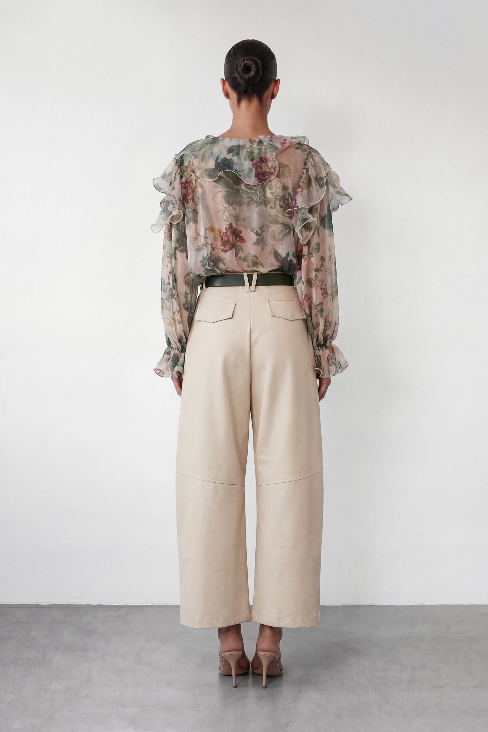 5-60 VINTAGE ROSE RUFFLE V-NECK CHIFFON BLOUSE FOR WEDDING GUEST