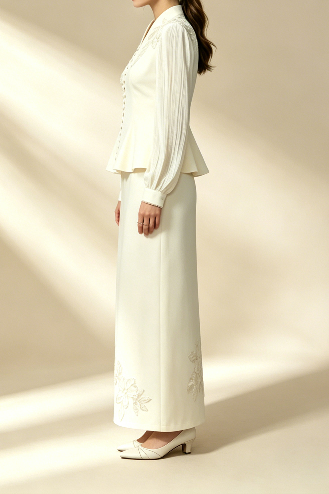 51_b416ac2b-cbd9-4995-92c6-4e6073bf6d6e CREAM BEADED FLORAL PEPLUM TOP & MIDI SKIRT SET