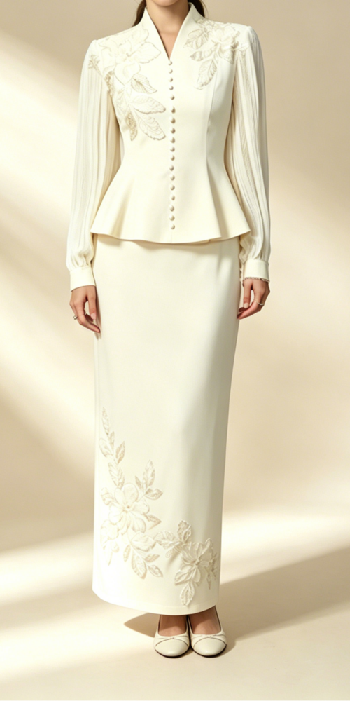 53_abfbd2ef-5393-44c9-aca5-52f6ed91956f CREAM BEADED FLORAL PEPLUM TOP & MIDI SKIRT SET