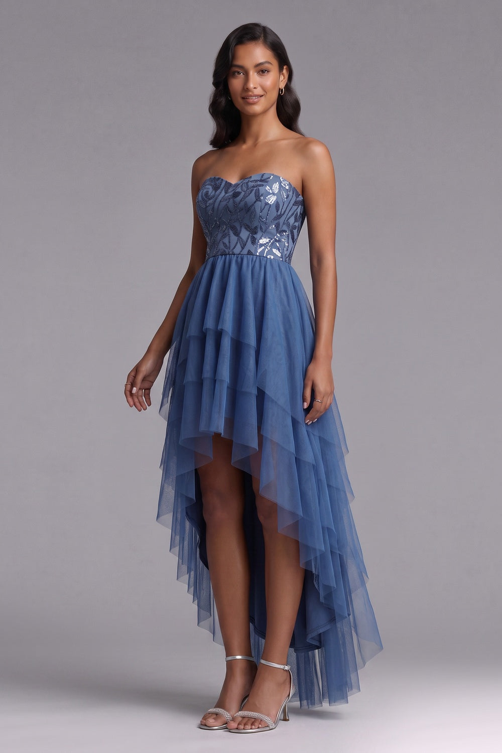 5580ed31529bad48 SLATE BLUE TULLE A-LINE COCKTAIL DRESS