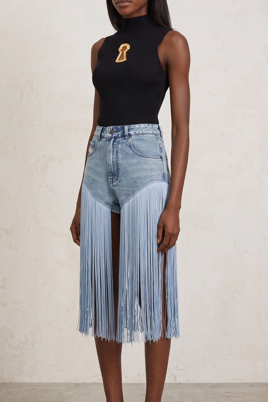 5989eed210d41025 MOCK NECK SLEEVELESS RIB KNIT KEYHOLE TOP