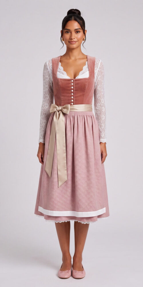 DUSTY ROSE VELVET A-LINE DIRNDL DRESS
