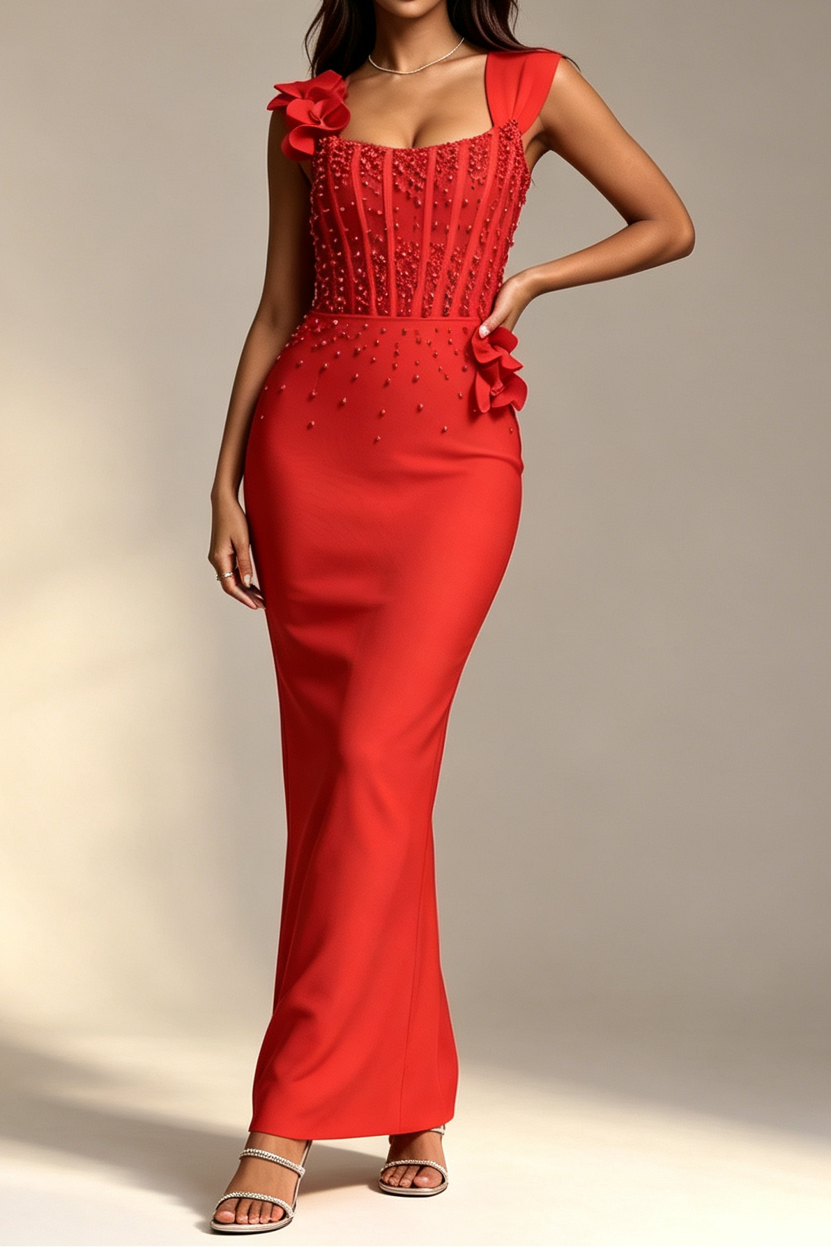 5_0731c11b-2161-4c4c-af1a-3228d7400313 RED SQUARE NECK CORSET BEADED FLORAL MERMAID MAXI DRESS