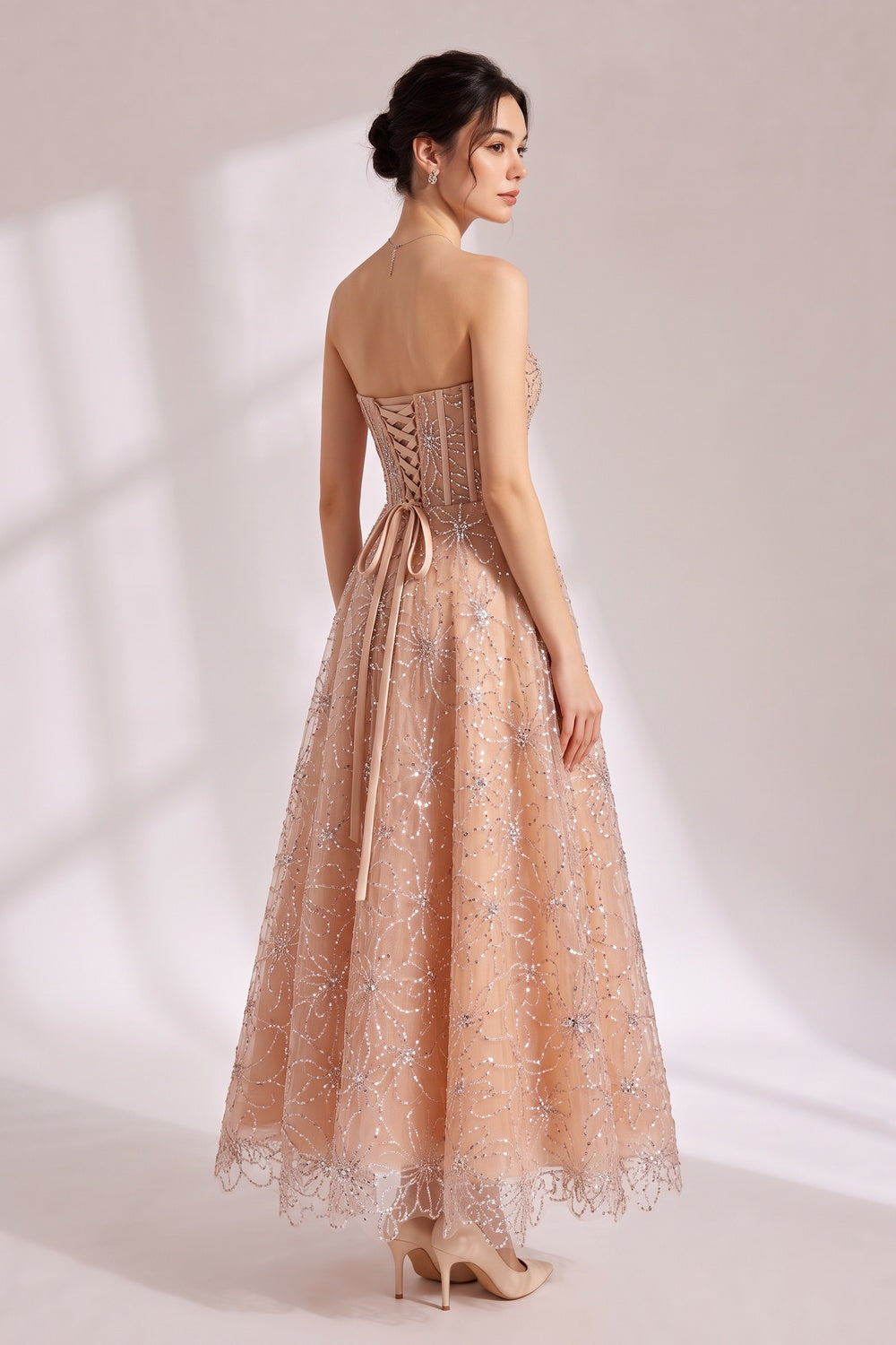 5b7321f15859d545 NUDE BEADED STRAPLESS COLUMN MAXI DRESS