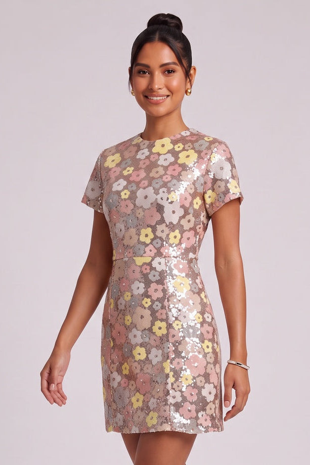 5bc0671ae0c6b169_89384e5e-3f3b-455e-86af-7064f625d597 SILVER SEQUIN MESH A-LINE SHIFT DRESS