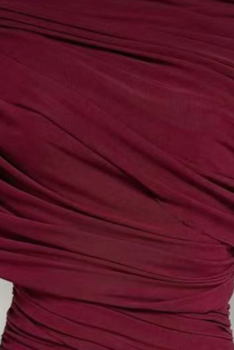 BURGUNDY MERMAID MESH EVENING GOWN
