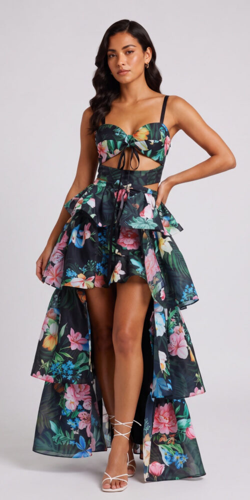 60086bf34f0b0d95_375fd3cf-43b3-4fc4-a5f5-4209e23f0d9b TROPICAL FLORAL CUTOUT HIGH-LOW MAXI DRESS
