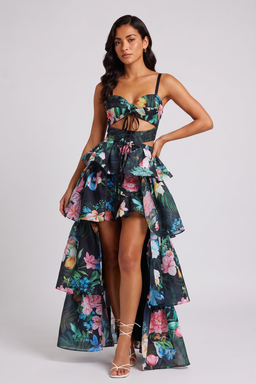 60086bf34f0b0d95_375fd3cf-43b3-4fc4-a5f5-4209e23f0d9b TROPICAL FLORAL CUTOUT HIGH-LOW MAXI DRESS