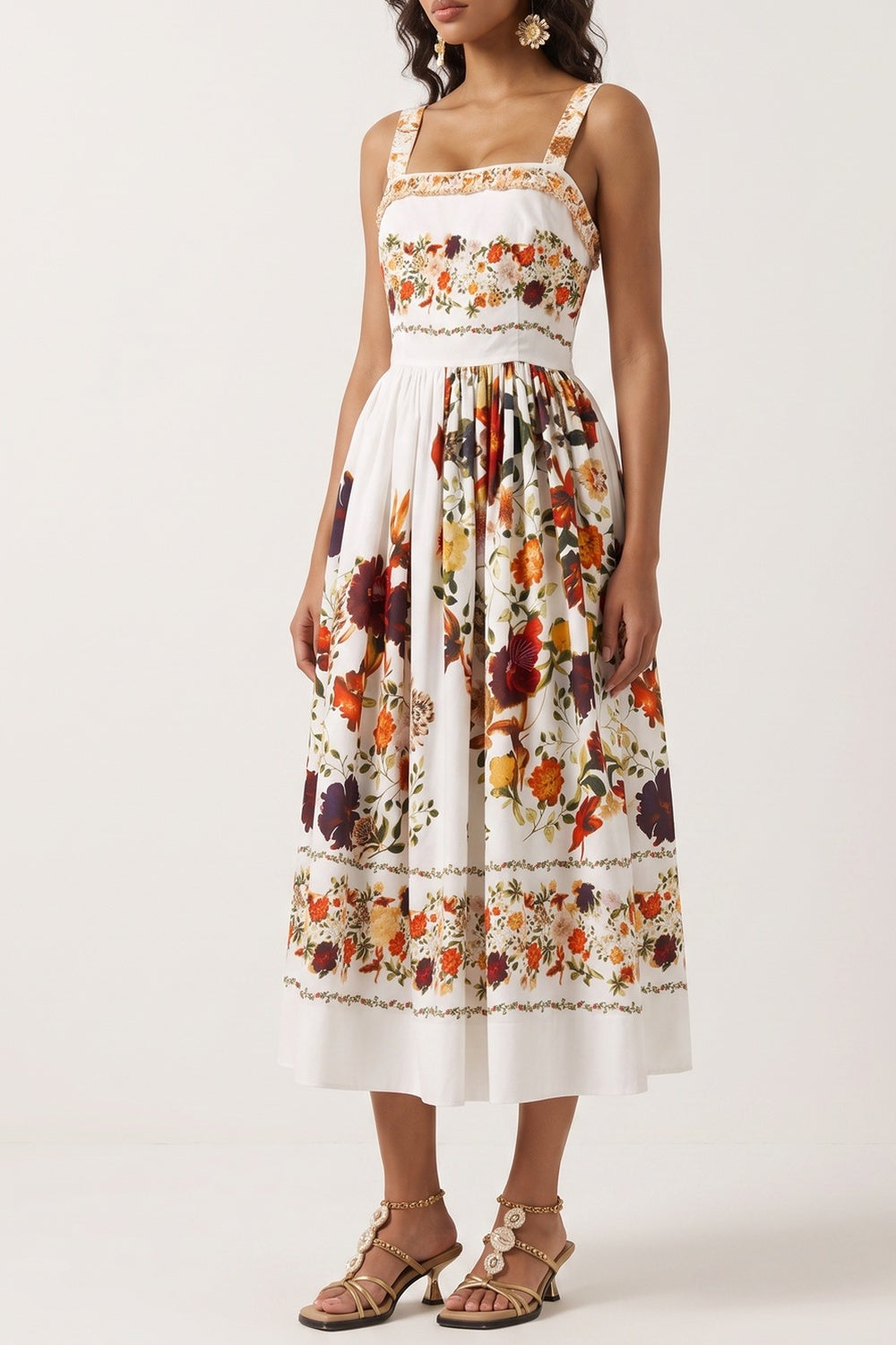 608ff16c0e521f6d FLORAL MIDI DRESS, WIDE STRAP, SUMMER WEDDING GUEST