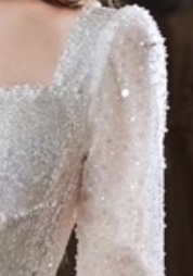 WHITE SEQUIN TULLE A-LINE PROM GOWN