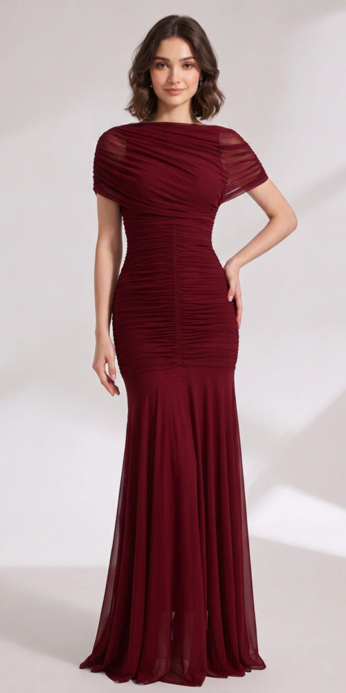 666d3d5d4824bcda BURGUNDY MERMAID MESH EVENING GOWN