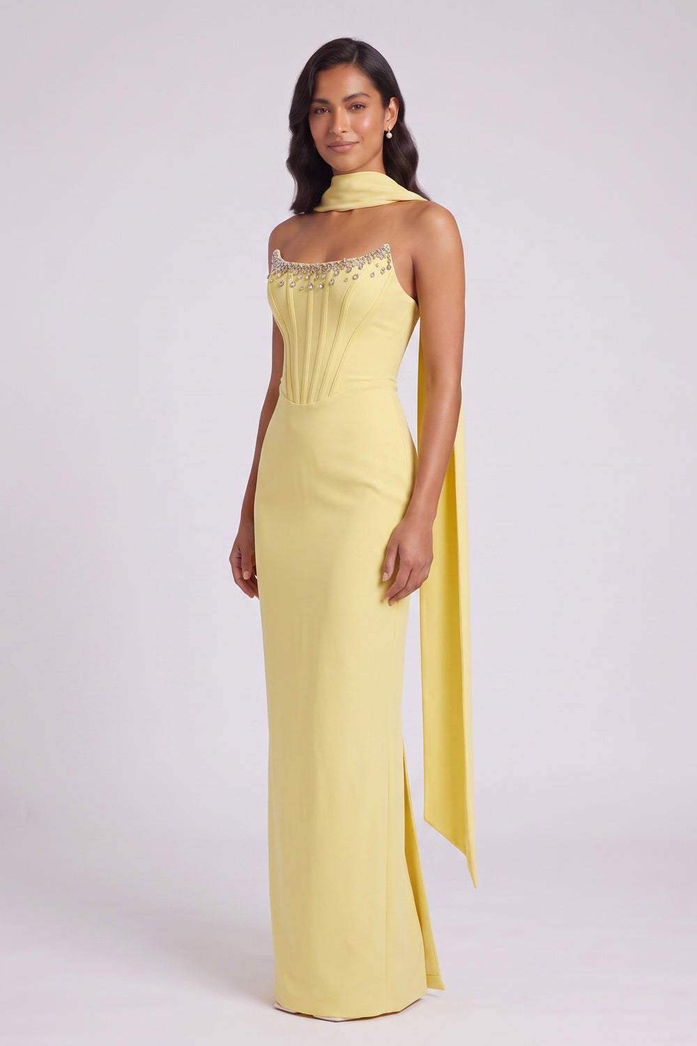 67ac3333c00383f1 YELLOW HALTER MAXI DRESS OPEN BACK BOW DETAIL