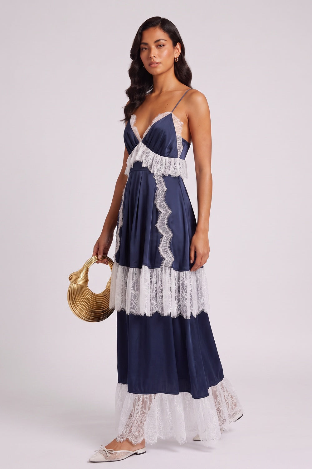 6810180bdcd2f0cd_f3c4b00a-b4b9-438c-b6d9-306460890b8d NAVY LACE FRINGE MAXI DRESS | SPAGHETTI STRAP V-NECK