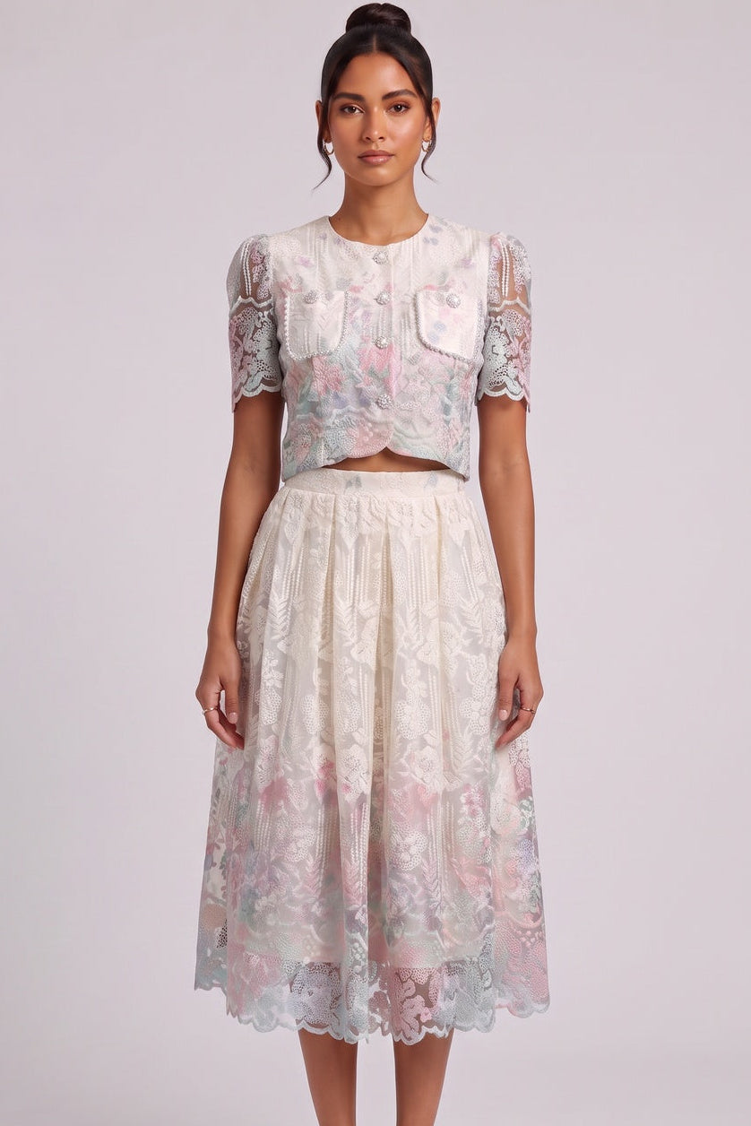 683a552416e8f373 FLORAL LACE 2PC SET – CROPPED JACKET & MIDI SKIRT