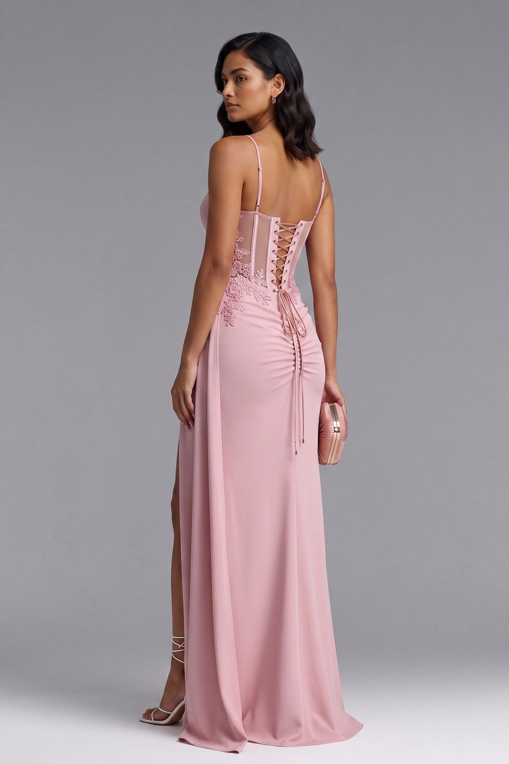 6a3517ad67e330be PINK LACE CORSET GOWN, BODICE WAIST, EVENING DRESS