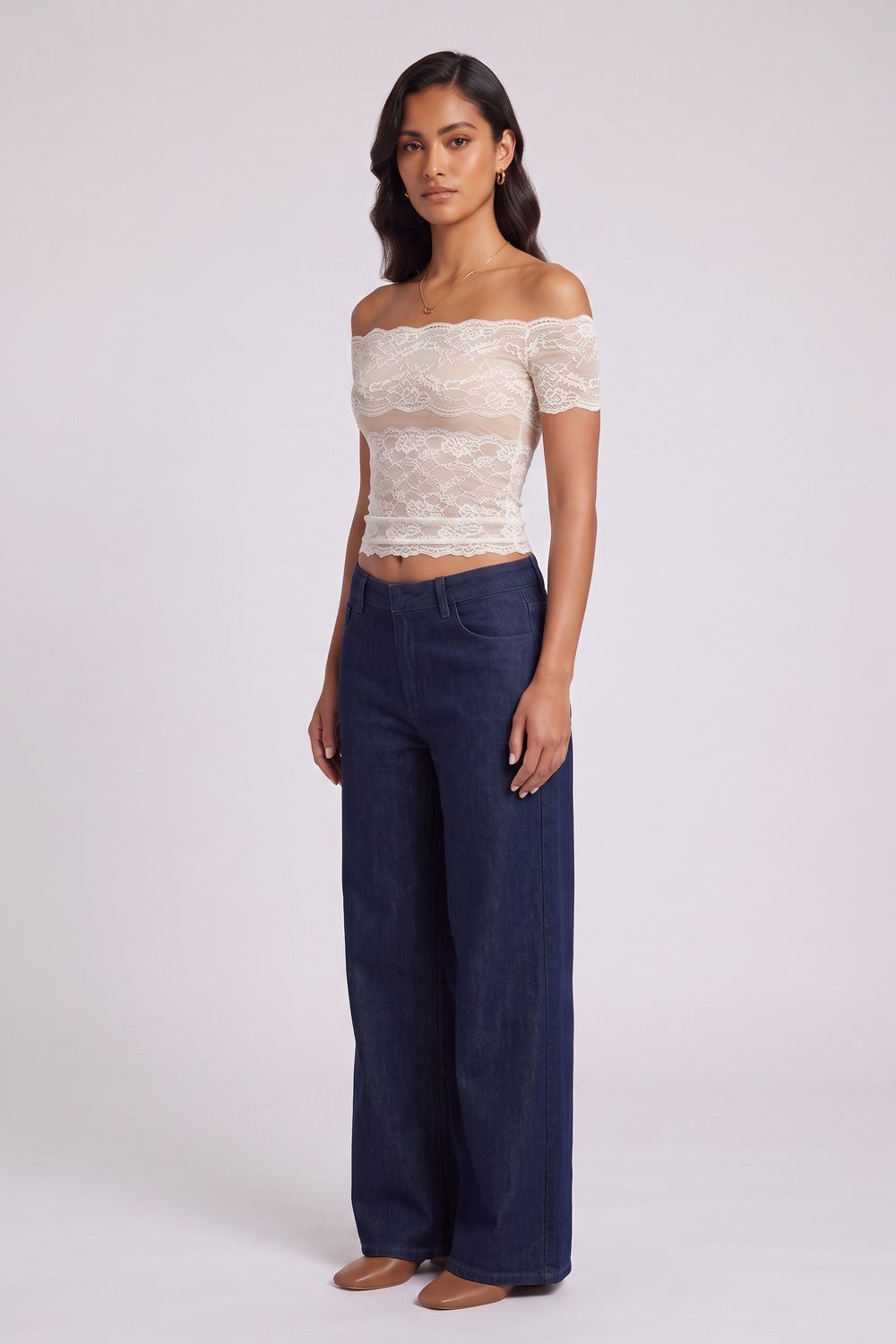6a87322def99199f OFF-SHOULDER LACE CROP TOP FOR NIGHT OUT