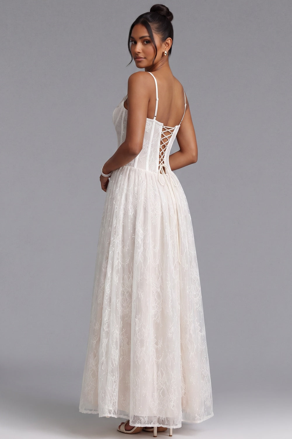 6b4a129149271995 WHITE LACE CORSET MIDI DRESS FOR WEDDING GUEST